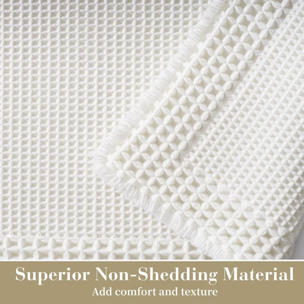 White Waffle Bath Mat 24x48 Non-Slip Absorbent Machine Washable Rug Luxury New